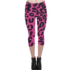 Leopard Print Jaguar Dots Pink Neon Capri Leggings  by ConteMonfrey