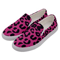 Leopard Print Jaguar Dots Pink Neon Men s Canvas Slip Ons by ConteMonfrey