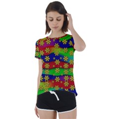 Blooming Stars On The Rainbow So Rare Short Sleeve Foldover Tee by pepitasart