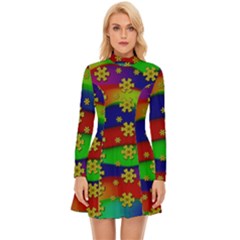 Blooming Stars On The Rainbow So Rare Long Sleeve Velour Longline Dress by pepitasart