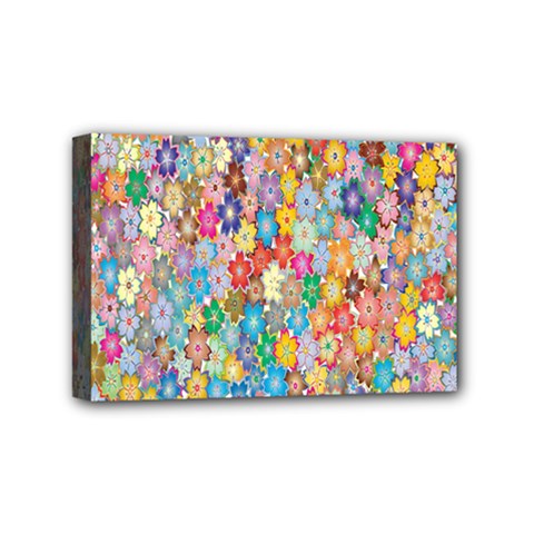 Floral Flowers Mini Canvas 6  X 4  (stretched) by artworkshop