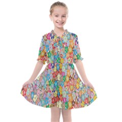 Floral Flowers Kids  All Frills Chiffon Dress by artworkshop