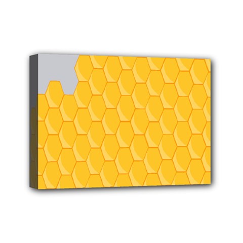 Hexagons Yellow Honeycomb Hive Bee Hive Pattern Mini Canvas 7  X 5  (stretched) by artworkshop