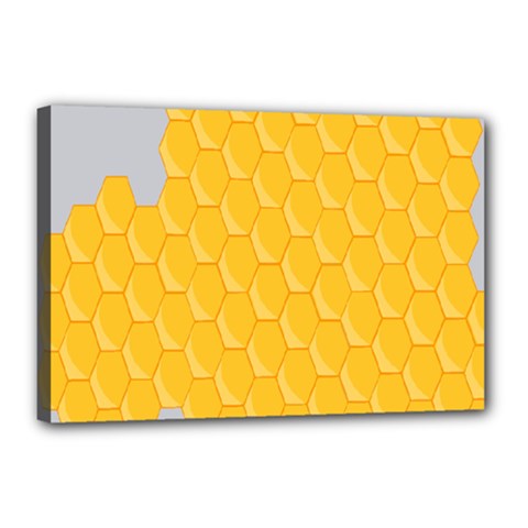 Hexagons Yellow Honeycomb Hive Bee Hive Pattern Canvas 18  X 12  (stretched) by artworkshop