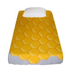 Hexagons Yellow Honeycomb Hive Bee Hive Pattern Fitted Sheet (single Size) by artworkshop