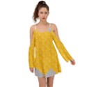 Hexagons Yellow Honeycomb Hive Bee Hive Pattern Kimono Sleeves Boho Dress View1