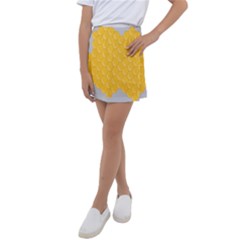 Hexagons Yellow Honeycomb Hive Bee Hive Pattern Kids  Tennis Skirt by artworkshop