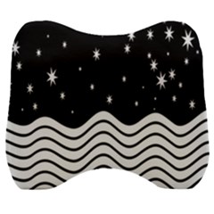 Black And White Waves And Stars Abstract Backdrop Clipart Velour Head Support Cushion by Amaryn4rt