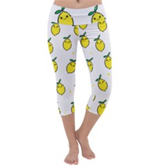 Pattern Lemon Texture Capri Yoga Leggings by artworkshop