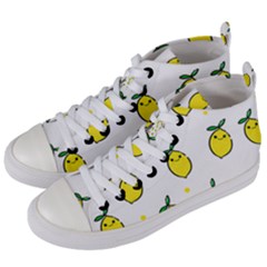 Pattern Lemon Texture Women s Mid-top Canvas Sneakers by artworkshop