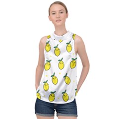 Pattern Lemon Texture High Neck Satin Top by artworkshop