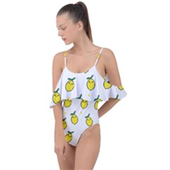 Pattern Lemon Texture Drape Piece Swimsuit by artworkshop