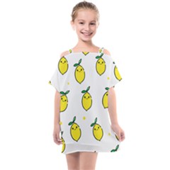 Pattern Lemon Texture Kids  One Piece Chiffon Dress by artworkshop