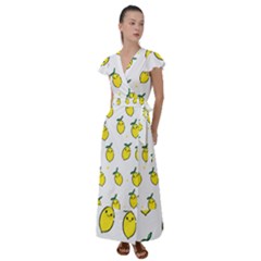 Pattern Lemon Texture Flutter Sleeve Maxi Dress by artworkshop