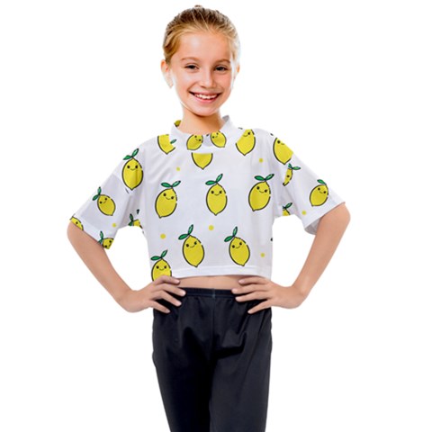 Pattern Lemon Texture Kids Mock Neck Tee by artworkshop