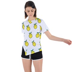 Pattern Lemon Texture Asymmetrical Short Sleeve Sports Tee by artworkshop