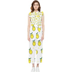 Pattern Lemon Texture Women s Frill Top Chiffon Jumpsuit by artworkshop