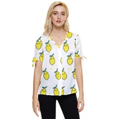 Pattern Lemon Texture Bow Sleeve Button Up Top by artworkshop