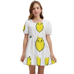 Pattern Lemon Texture Kids  Short Sleeve Dolly Dress by artworkshop