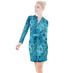 Bubbles Water Bub Button Long Sleeve Dress by artworkshop