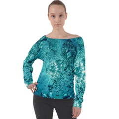 Bubbles Water Bub Off Shoulder Long Sleeve Velour Top by artworkshop