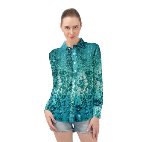 Bubbles Water Bub Long Sleeve Chiffon Shirt by artworkshop