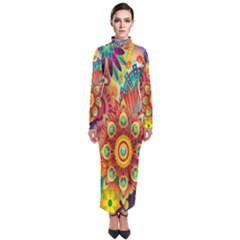 Mandalas Colorful Abstract Ornamental Turtleneck Maxi Dress by artworkshop