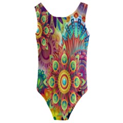 Mandalas Colorful Abstract Ornamental Kids  Cut-out Back One Piece Swimsuit by artworkshop