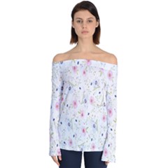 Pattern Flowers Off Shoulder Long Sleeve Top by artworkshop