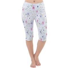 Pattern Flowers Lightweight Velour Cropped Yoga Leggings by artworkshop
