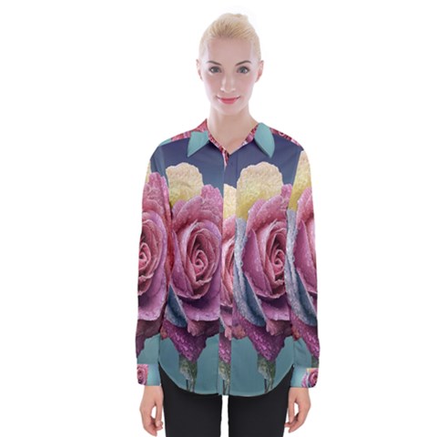 Rose Flower Love Romance Beautiful Womens Long Sleeve Shirt by artworkshop