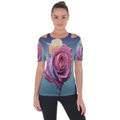 Rose Flower Love Romance Beautiful Shoulder Cut Out Short Sleeve Top by artworkshop