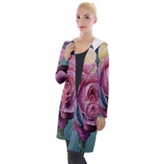 Rose Flower Love Romance Beautiful Hooded Pocket Cardigan by artworkshop