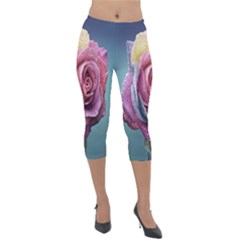 Rose Flower Love Romance Beautiful Lightweight Velour Capri Leggings  by artworkshop