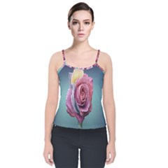 Rose Flower Love Romance Beautiful Velvet Spaghetti Strap Top by artworkshop