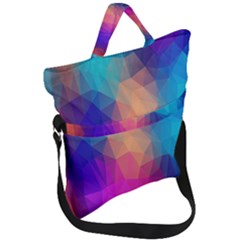 Triangles Polygon Color Fold Over Handle Tote Bag by artworkshop