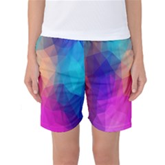 Triangles Polygon Color Women s Basketball Shorts by artworkshop