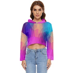 Triangles Polygon Color Women s Lightweight Cropped Hoodie by artworkshop