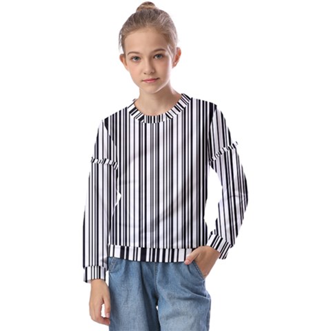 Barcode Pattern Kids  Long Sleeve Tee With Frill  by Sapixe