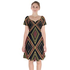 Abstract Pattern Geometric Backgrounds  Short Sleeve Bardot Dress by Eskimos