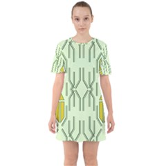 Abstract Pattern Geometric Backgrounds Sixties Short Sleeve Mini Dress by Eskimos