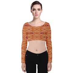 Abstract Pattern Geometric Backgrounds  Velvet Long Sleeve Crop Top by Eskimos