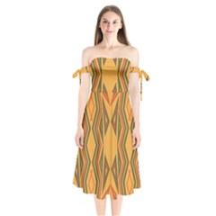 Abstract Pattern Geometric Backgrounds  Shoulder Tie Bardot Midi Dress by Eskimos