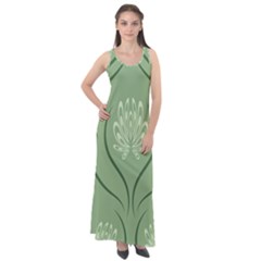 Folk Flowers Print Floral Pattern Ethnic Art Sleeveless Velour Maxi Dress by Eskimos