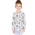 Seamless-pattern-with-moth-butterfly-dragonfly-white-backdrop Kids  Long Sleeve Tee View1