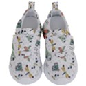 Seamless-pattern-with-moth-butterfly-dragonfly-white-backdrop Kids  Velcro No Lace Shoes View1