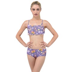 Vector-seamless-pattern-with-butterflies-beetles Layered Top Bikini Set by Jancukart