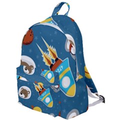 Seamless-pattern-vector-with-spacecraft-funny-animals-astronaut The Plain Backpack by Jancukart