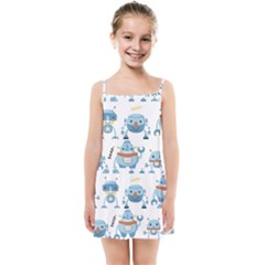 Seamless Pattern With Funny Robot Cartoon Kids  Summer Sun Dress by Jancukart