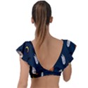 Halloween Ghost Pumpkin Bat Skull Plunge Frill Sleeve Bikini Top View2